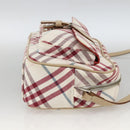 BURBERRY Nova Check Blue Label Bag Canvas Leather White Silver Auth hk3641A-4