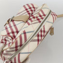 BURBERRY Nova Check Blue Label Bag Canvas Leather White Silver Auth hk3641A-6
