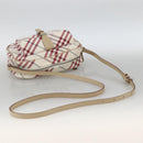 BURBERRY Nova Check Blue Label Bag Canvas Leather White Silver Auth hk3641A-7