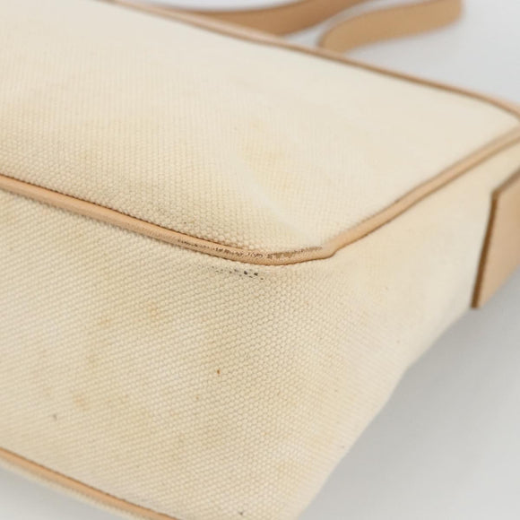 BURBERRY Shoulder Bag Canvas Light Beige Silver Auth hk3642