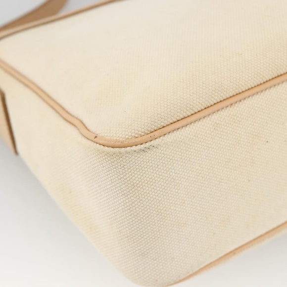 BURBERRY Shoulder Bag Canvas Light Beige Silver Auth hk3642
