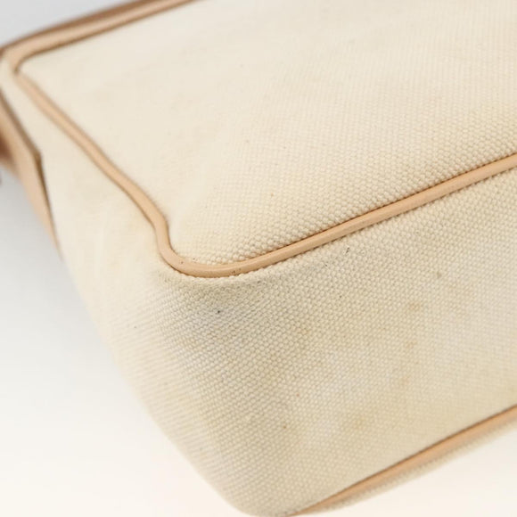BURBERRY Shoulder Bag Canvas Light Beige Silver Auth hk3642