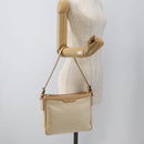 BURBERRY Shoulder Bag Canvas Light Beige Silver Auth hk3642-25