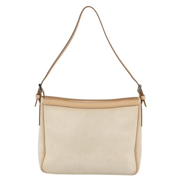BURBERRY Shoulder Bag Canvas Light Beige Silver Auth hk3642