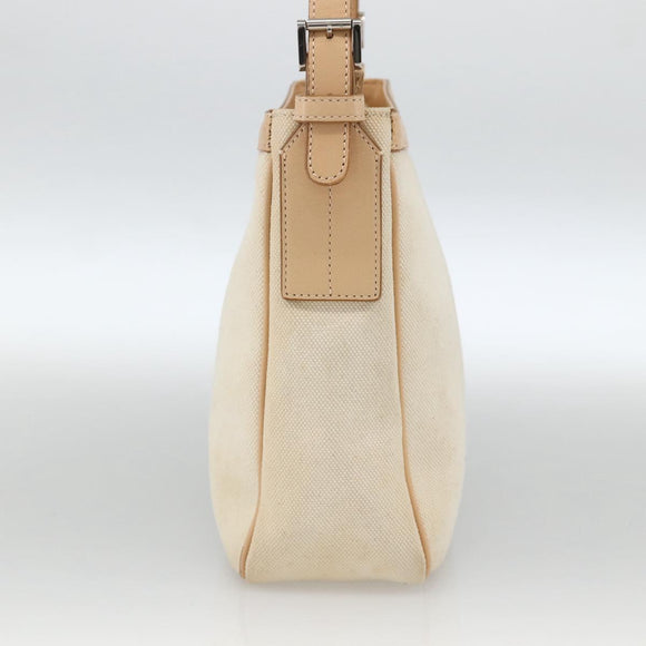 BURBERRY Shoulder Bag Canvas Light Beige Silver Auth hk3642