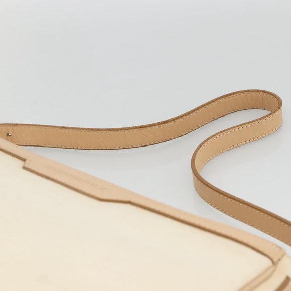 BURBERRY Shoulder Bag Canvas Light Beige Silver Auth hk3642