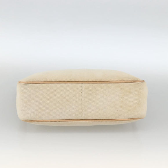 BURBERRY Shoulder Bag Canvas Light Beige Silver Auth hk3642