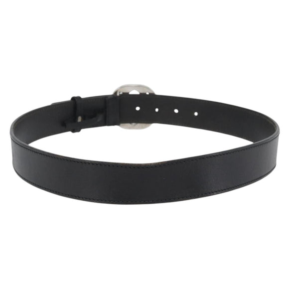 GUCCI Interlocking Belt Leather 38.6"" Black Silver 114984 Auth hk3646