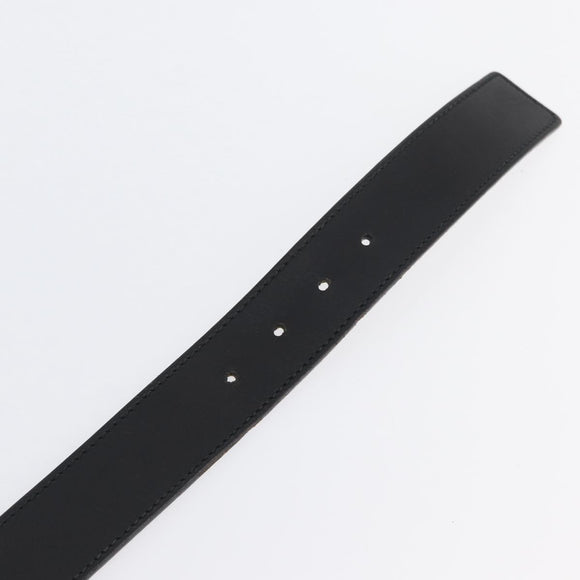 GUCCI Interlocking Belt Leather 38.6"" Black Silver 114984 Auth hk3646