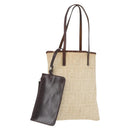FENDI Zucca Canvas Tote Bag Beige Silver Auth hk3658-1