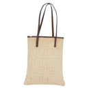 FENDI Zucca Canvas Tote Bag Beige Silver Auth hk3658-13