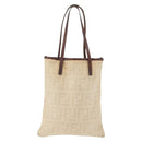 FENDI Zucca Canvas Tote Bag Beige Silver Auth hk3658-2
