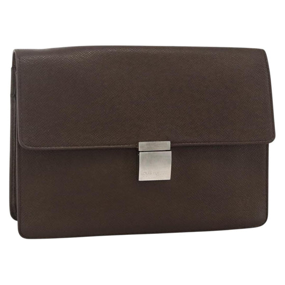 LOUIS VUITTON Taiga Selenga Clutch Bag Grizzly M30788 LV Auth hk3660