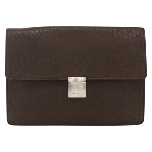 LOUIS VUITTON Taiga Selenga Clutch Bag Grizzly M30788 LV Auth hk3660