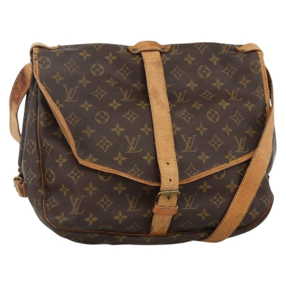 LOUIS VUITTON Monogram Saumur 35 Shoulder Bag M42254 LV Auth hk3665