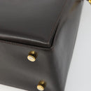 Salvatore Ferragamo Gancini Hand Bag Leather 2way Dark Brown Gold Auth hk3673-9