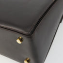 Salvatore Ferragamo Gancini Hand Bag Leather 2way Dark Brown Gold Auth hk3673-15