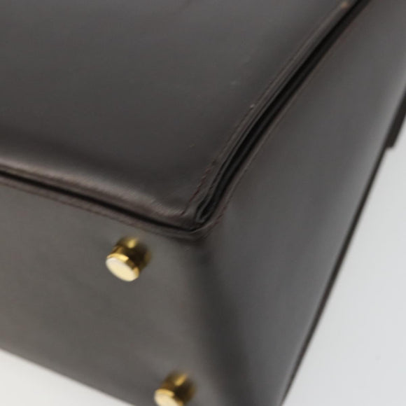 Salvatore Ferragamo Gancini Hand Bag Leather 2way Dark Brown Gold Auth hk3673