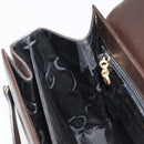 Salvatore Ferragamo Gancini Hand Bag Leather 2way Dark Brown Gold Auth hk3673-19