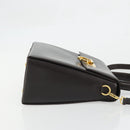 Salvatore Ferragamo Gancini Hand Bag Leather 2way Dark Brown Gold Auth hk3673-3