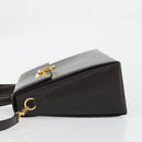 Salvatore Ferragamo Gancini Hand Bag Leather 2way Dark Brown Gold Auth hk3673-4