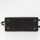 Salvatore Ferragamo Gancini Hand Bag Leather 2way Dark Brown Gold Auth hk3673-5