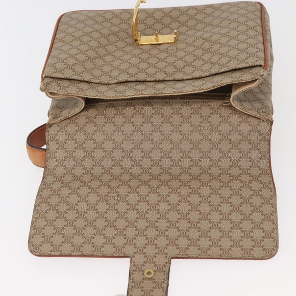 CELINE Macadam Canvas Hand Bag PVC Beige Gold Auth hk3675