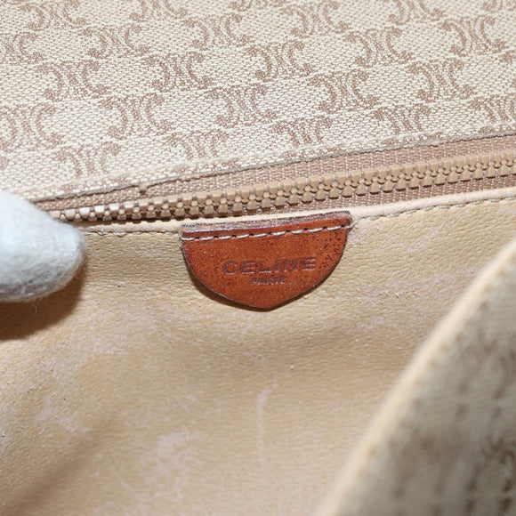 CELINE Macadam Canvas Hand Bag PVC Beige Gold Auth hk3675
