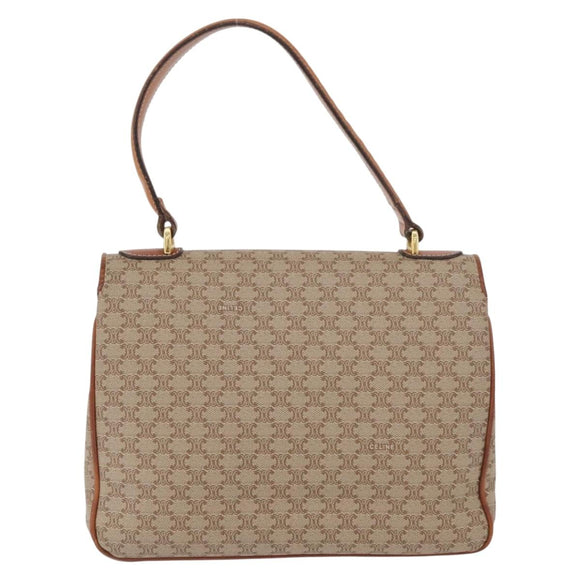 CELINE Macadam Canvas Hand Bag PVC Beige Gold Auth hk3675