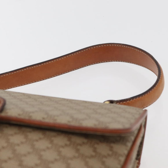CELINE Macadam Canvas Hand Bag PVC Beige Gold Auth hk3675
