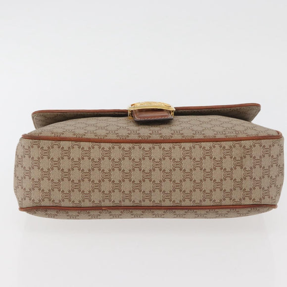 CELINE Macadam Canvas Hand Bag PVC Beige Gold Auth hk3675
