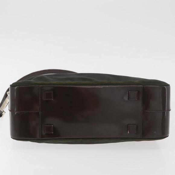 GUCCI Bamboo Hand Bag Nylon 2way Green Silver Auth hk3678