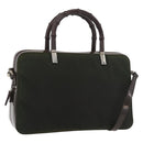 GUCCI Bamboo Hand Bag Nylon 2way Green Silver Auth hk3678-1