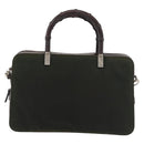 GUCCI Bamboo Hand Bag Nylon 2way Green Silver Auth hk3678-13