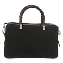 GUCCI Bamboo Hand Bag Nylon 2way Green Silver Auth hk3678-2