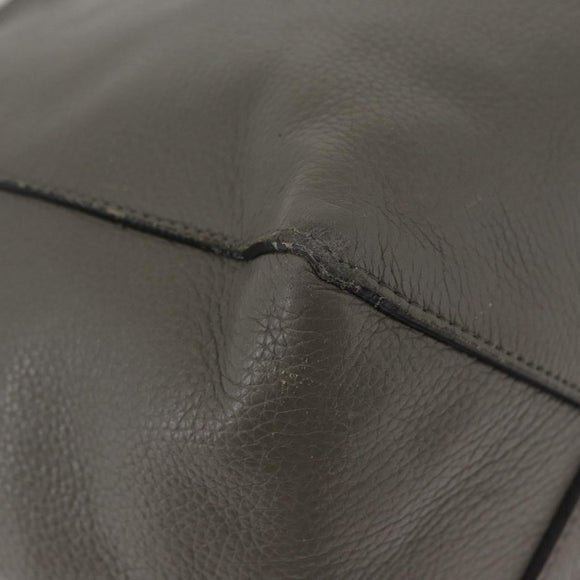 CELINE Cabas Phantom Tote Bag Leather Gray Silver Auth hk3679