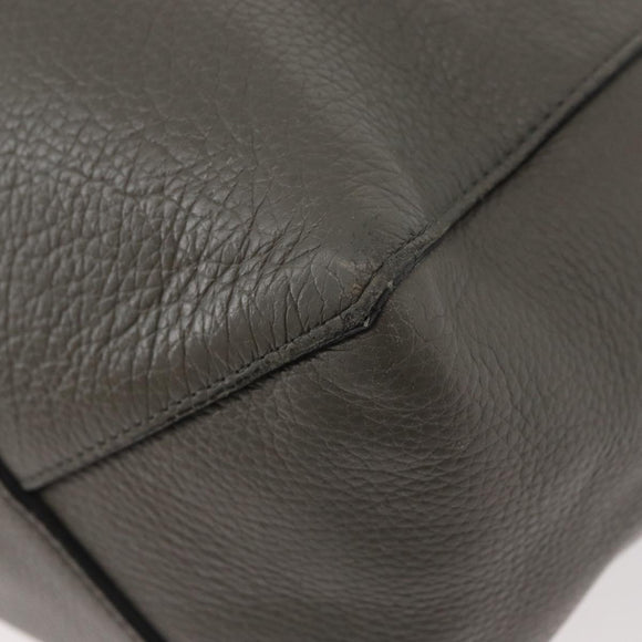 CELINE Cabas Phantom Tote Bag Leather Gray Silver Auth hk3679