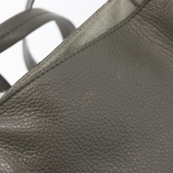 CELINE Cabas Phantom Tote Bag Leather Gray Silver Auth hk3679