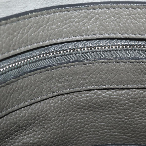 CELINE Cabas Phantom Tote Bag Leather Gray Silver Auth hk3679