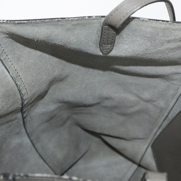CELINE Cabas Phantom Tote Bag Leather Gray Silver Auth hk3679
