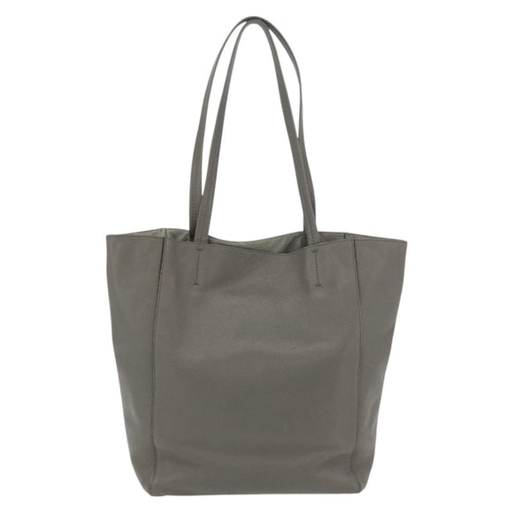 CELINE Cabas Phantom Tote Bag Leather Gray Silver Auth hk3679
