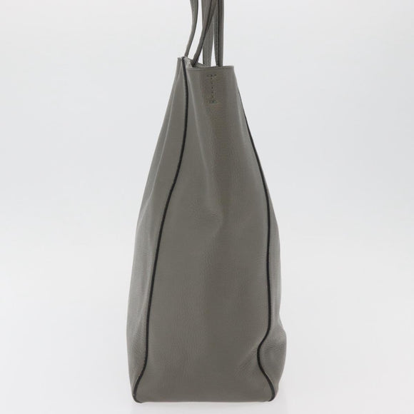 CELINE Cabas Phantom Tote Bag Leather Gray Silver Auth hk3679