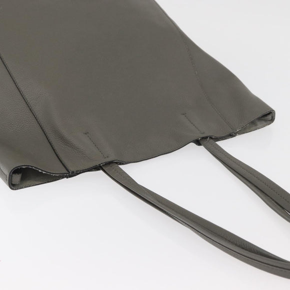 CELINE Cabas Phantom Tote Bag Leather Gray Silver Auth hk3679
