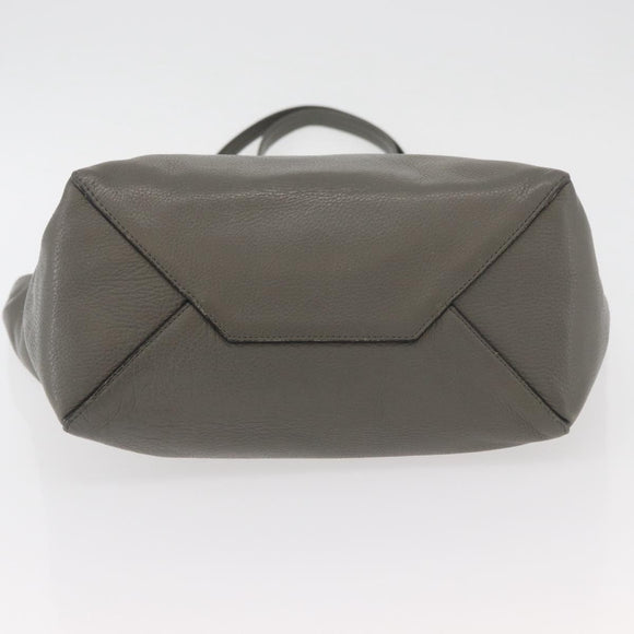 CELINE Cabas Phantom Tote Bag Leather Gray Silver Auth hk3679