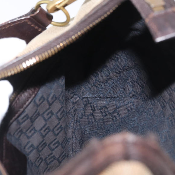 GUCCI Shoulder Bag Canvas Beige Gold Auth hk3681
