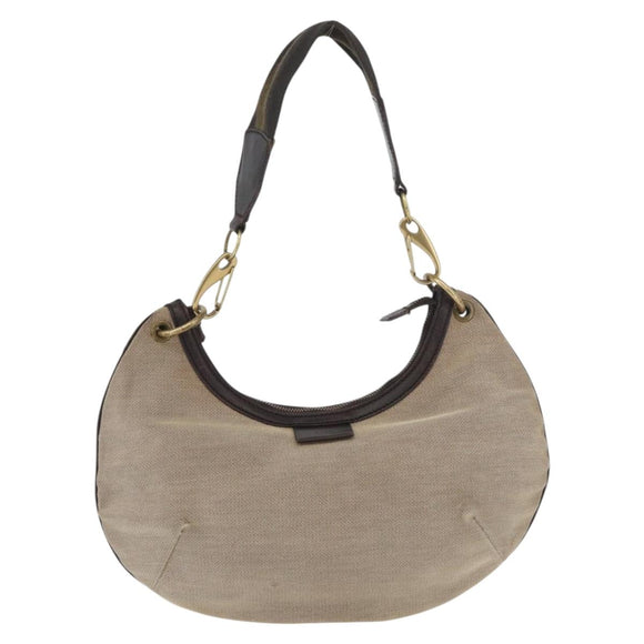 GUCCI Shoulder Bag Canvas Beige Gold Auth hk3681