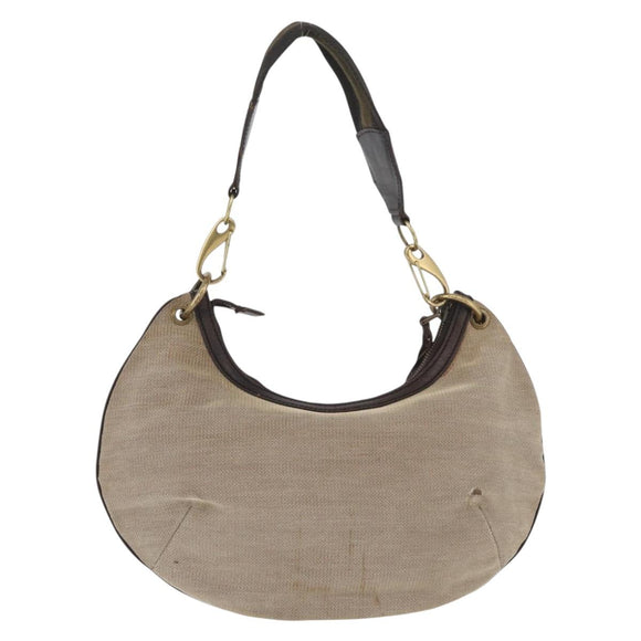 GUCCI Shoulder Bag Canvas Beige Gold Auth hk3681