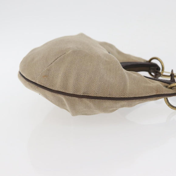 GUCCI Shoulder Bag Canvas Beige Gold Auth hk3681