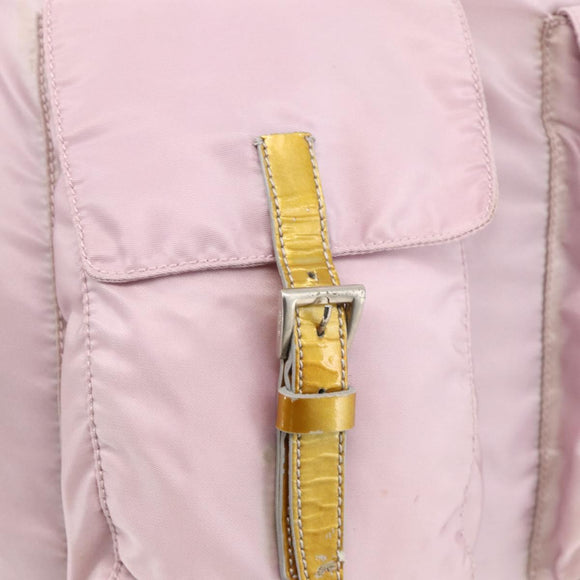 PRADA Tote Bag Nylon Pink Silver Auth hk3682