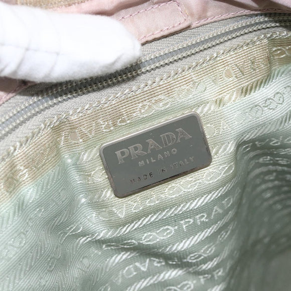 PRADA Tote Bag Nylon Pink Silver Auth hk3682